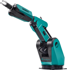 ein HORST1000 Roboter dessen Roboterarm nach oben links greift 